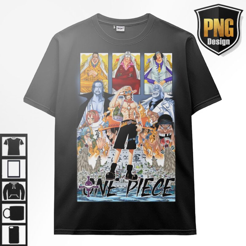 20 One Piece Bundle Design PNG Monkey D Luffy Zoro Doffy Pirate King Japanese Style Anime For TShirt Poster Manga