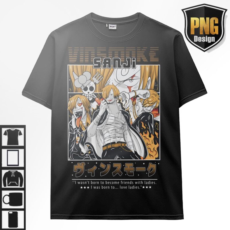 20 One Piece Bundle Design PNG Monkey D Luffy Zoro Doffy Pirate King Japanese Style Anime For TShirt Poster Manga