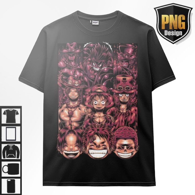 20 One Piece Bundle Design PNG Monkey D Luffy Zoro Doffy Pirate King Japanese Style Anime For TShirt Poster Manga