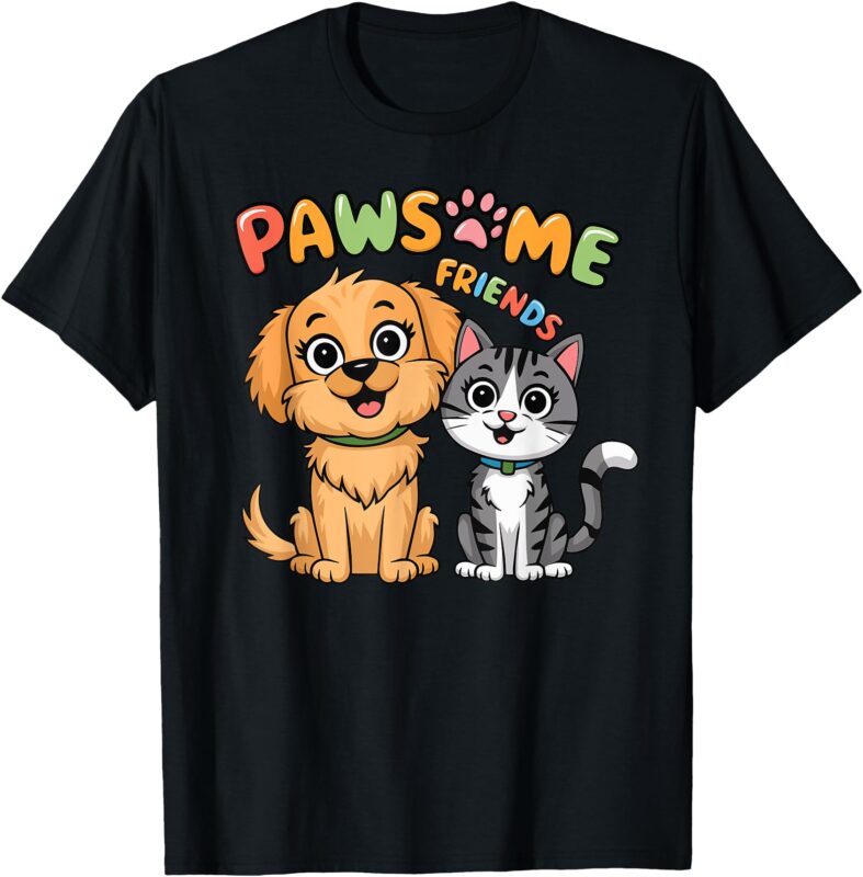 Pawsome Friends A Cat and A Dog T-Shirt