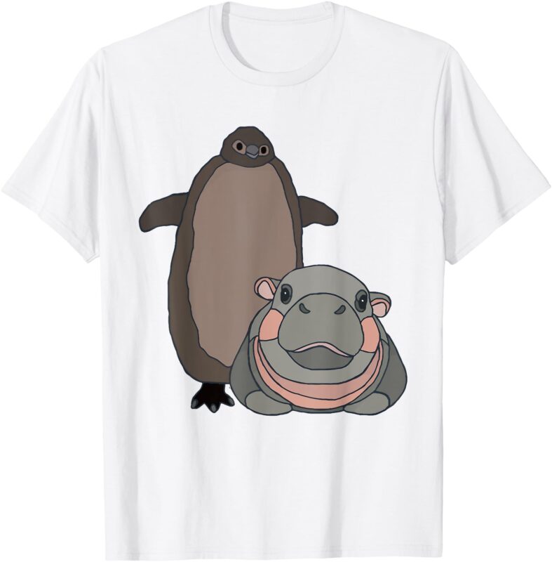 Pesto The Penguin And Moo Deng The Baby Hippo Funny T-Shirt
