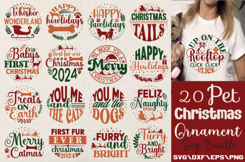 Pet Christmas Ornament T-shirt Bundle Pet Christmas Ornament Svg Bundle
