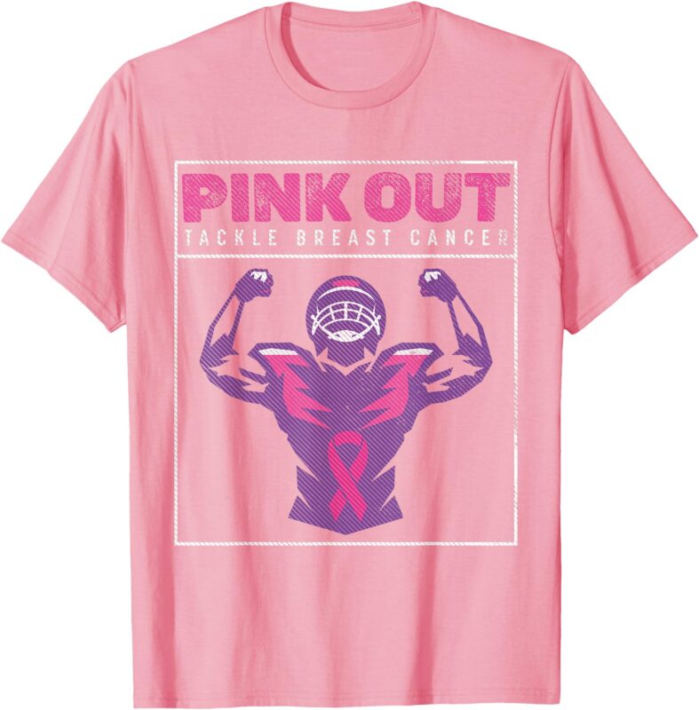 Pink Out Football Team Tackle Breast Cancer Awareness Month T-Shirt