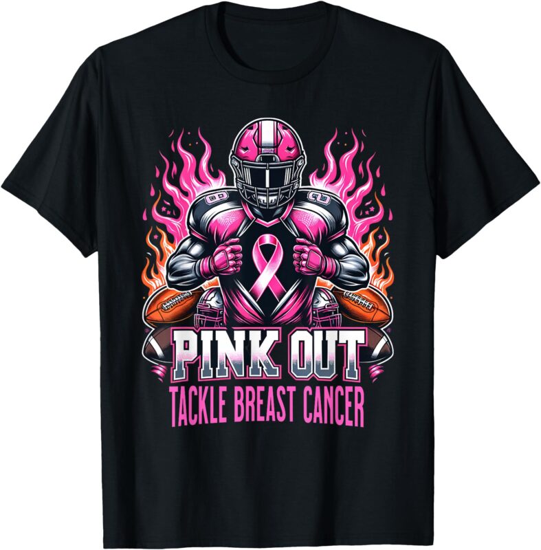 Pink Out Tackle Breast Cancer Awareness American Football T-Shirt
