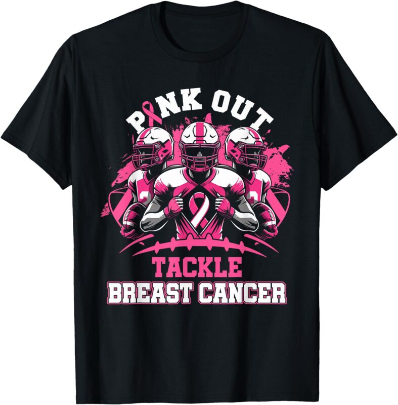 Pink Out Tackle Breast Cancer Awareness American Football T-Shirt