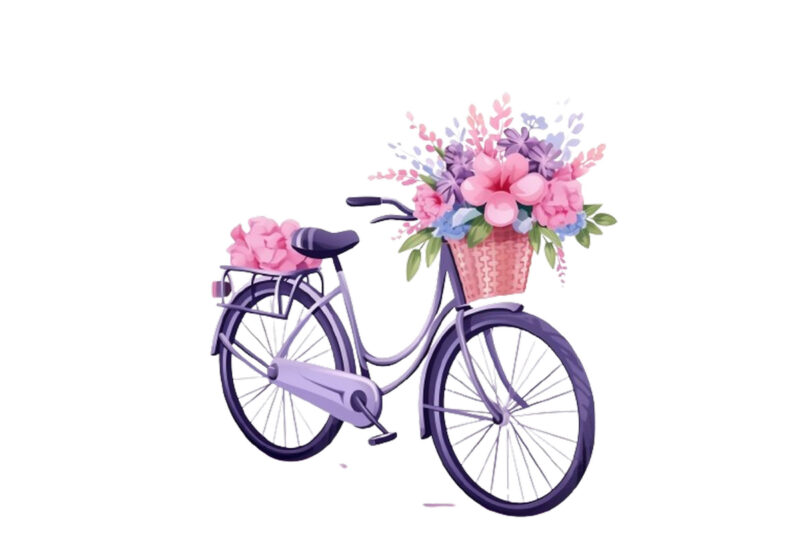 Pink bicycle with flowers