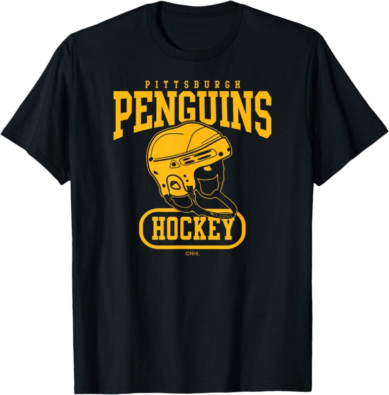 Pittsburgh Penguins Helmet Black Officially Licensed T-Shirt