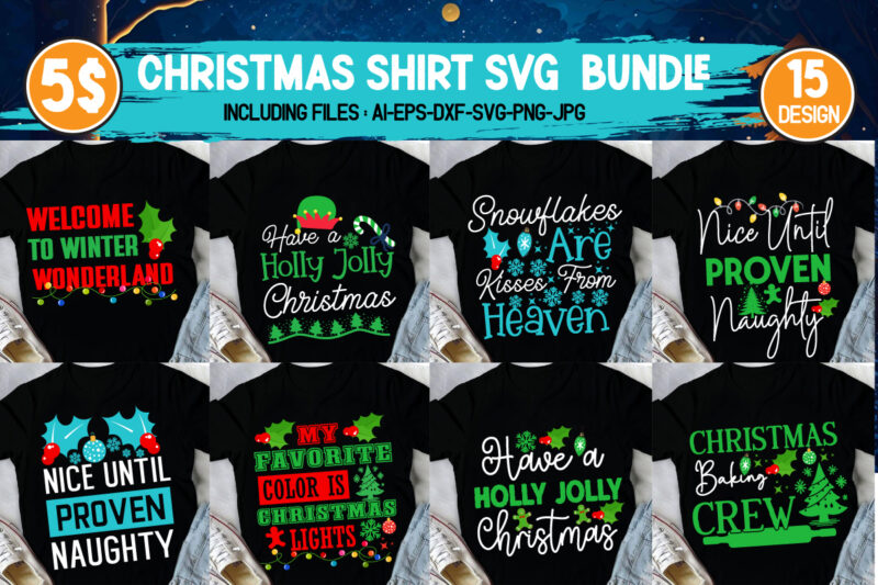 Christmas T-Shirt Design Bundle, Christmas T-Shirt Design, Christmas SVG Bundle, Christmas Vector Bundle