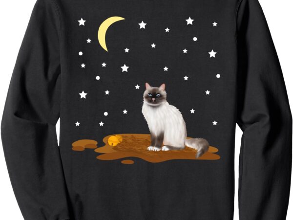 Ragdoll cat with moon and stars cute nighttime design sweatshirt