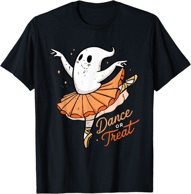 Retro Cute Dance Or Treat Ballet Ghost Halloween Dance Lover T-Shirt