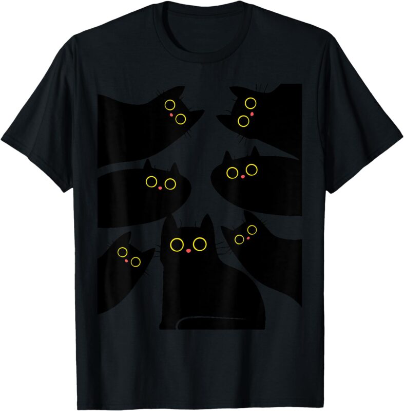 Retro Funny Black Cat Halloween Costume Fall Autumn Season T-Shirt