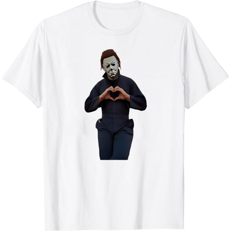 Retro Michael Myers Heart Hands TShirt Funny Horror Movie Halloween T-Shirt