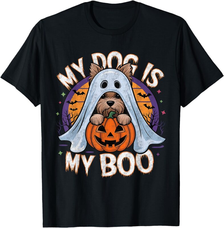 Retro Vintage My Dog Is My Boo Halloween Ghost Dog Costume T-Shirt