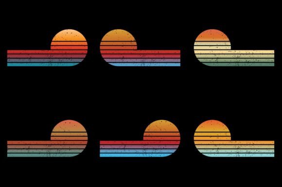 Retro Vintage Sunset Grunge Background Bundle