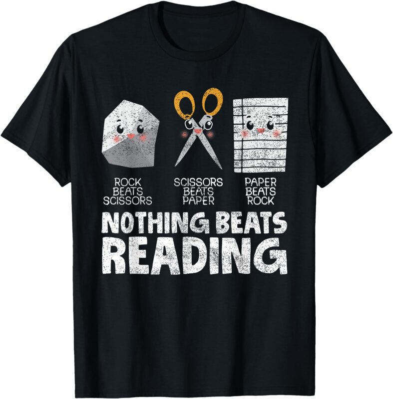 Rock Paper Scissor Reading Book Reading Teacher Bookworm Te T-Shirt