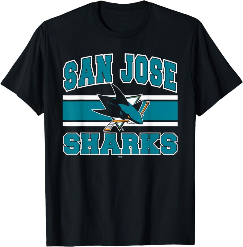 San Jose Sharks Stripe Black Officially Licensed T-Shirt