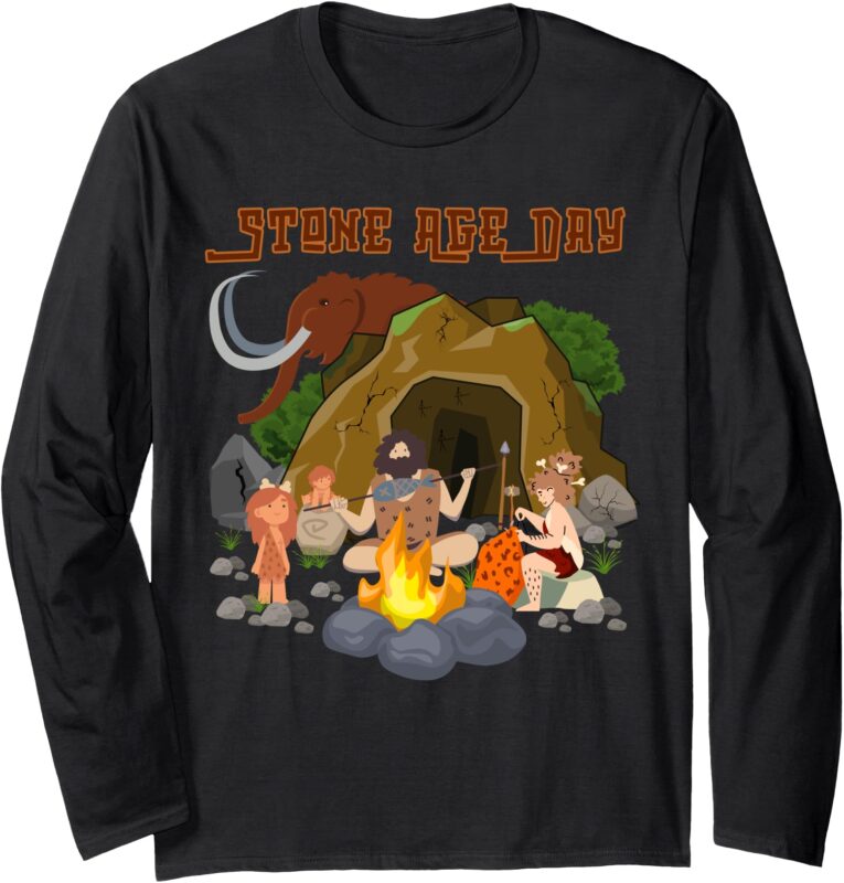 School Stone Age Day Costume, Mammoth, Boys, Girls Long Sleeve T-Shirt