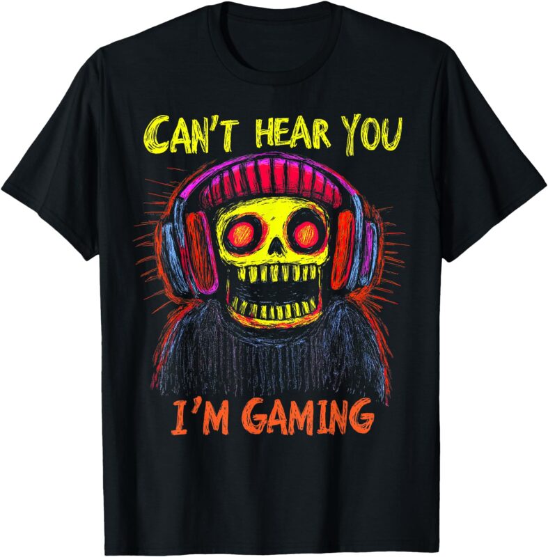 Skeleton Gamer Funny Video Gaming Graphic Tee Boys Men Kids T-Shirt