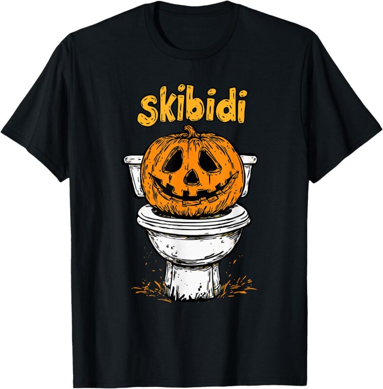 Skibidi Pumpkin Funny Halloween Toilet Kids Fun Crazy Slang T-Shirt