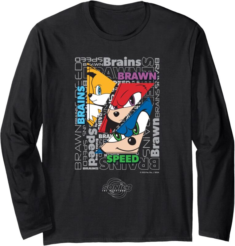 Sonic the Hedgehog 3 – Text Collage Long Sleeve T-Shirt