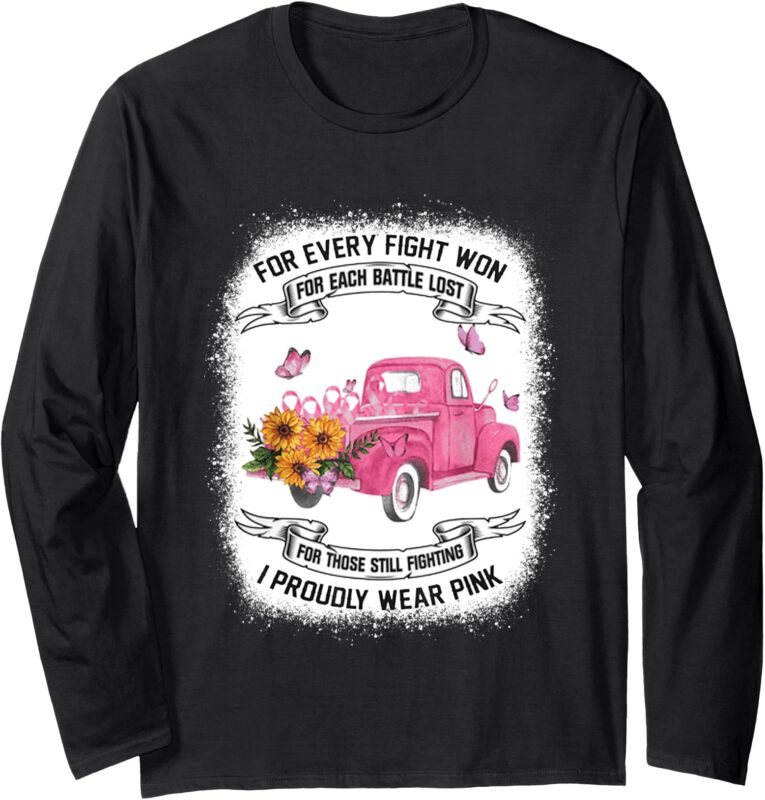Sunflower Truck I Proudly Wear Pink Breast Cancer Awareness Long Sleeve T-Shirt