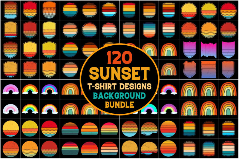 Sunset Colorful T-Shirt Graphic Bundle