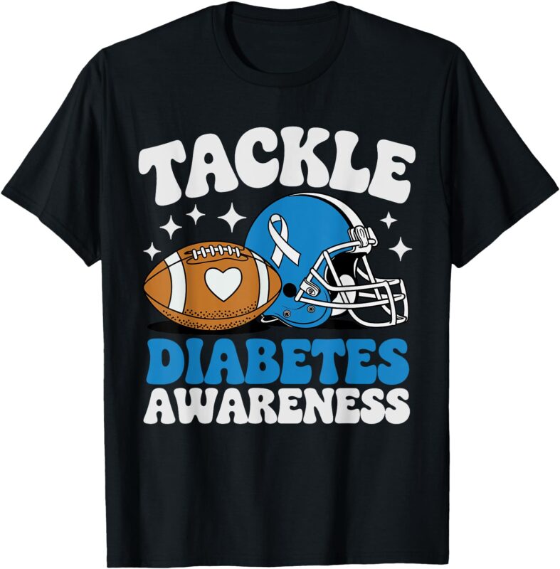 Tackle Diabetic Type 1 Blue Football Diabetes Awareness T1D T-ShirtTackle Diabetic Type 1 Blue Football Diabetes Awareness T1D T-Shirt