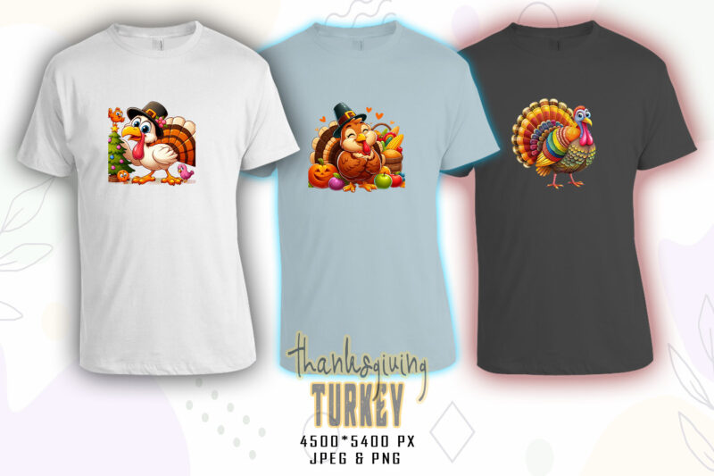 Funny Thanksgiving Day t-shirt design bundle of 20 png & jpeg designs – download instantly Retro Vintage T-shirt Design