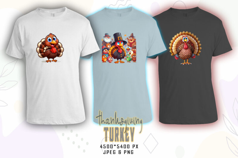 Funny Thanksgiving Day t-shirt design bundle of 20 png & jpeg designs – download instantly Retro Vintage T-shirt Design