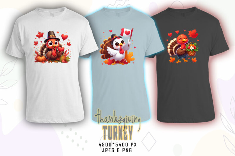 Thanksgiving Day t-shirt design bundle of 20 png & jpeg designs – download instantly Retro Vintage T-shirt Clipart Bundle