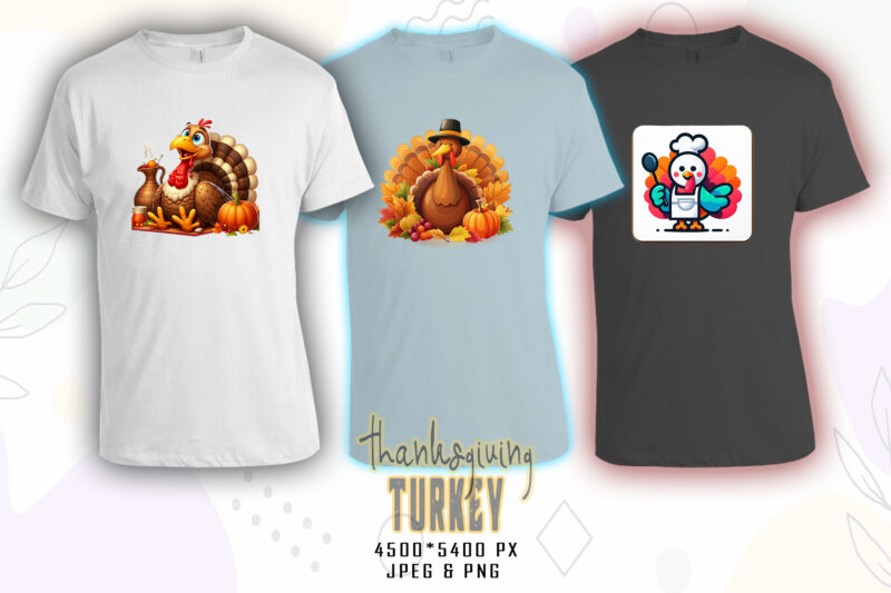 Funny Thanksgiving Day t-shirt design bundle of 20 png & jpeg designs – download instantly Retro Vintage T-shirt Design Bundle