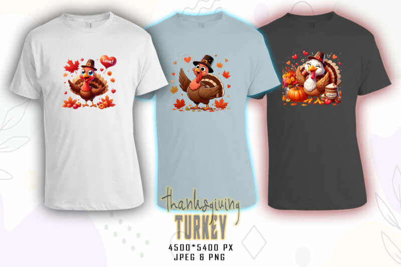 Thanksgiving Day t-shirt design bundle of 20 png & jpeg designs – download instantly Retro Vintage T-shirt Clipart Bundle