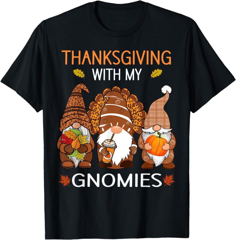Thanksgiving women gnome fall leopard Turkey men girls T-Shirt
