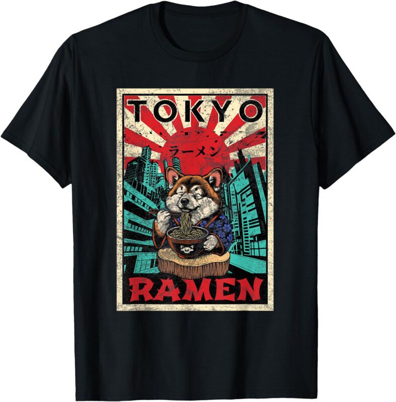 Tokyo Shiba Inu Ramen Noodles Kawaii Japanese Asian Foodie T-Shirt