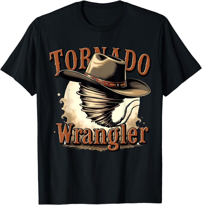 Tornado Wrangler – Bold Western Cowboy Graphic Design T-Shirt