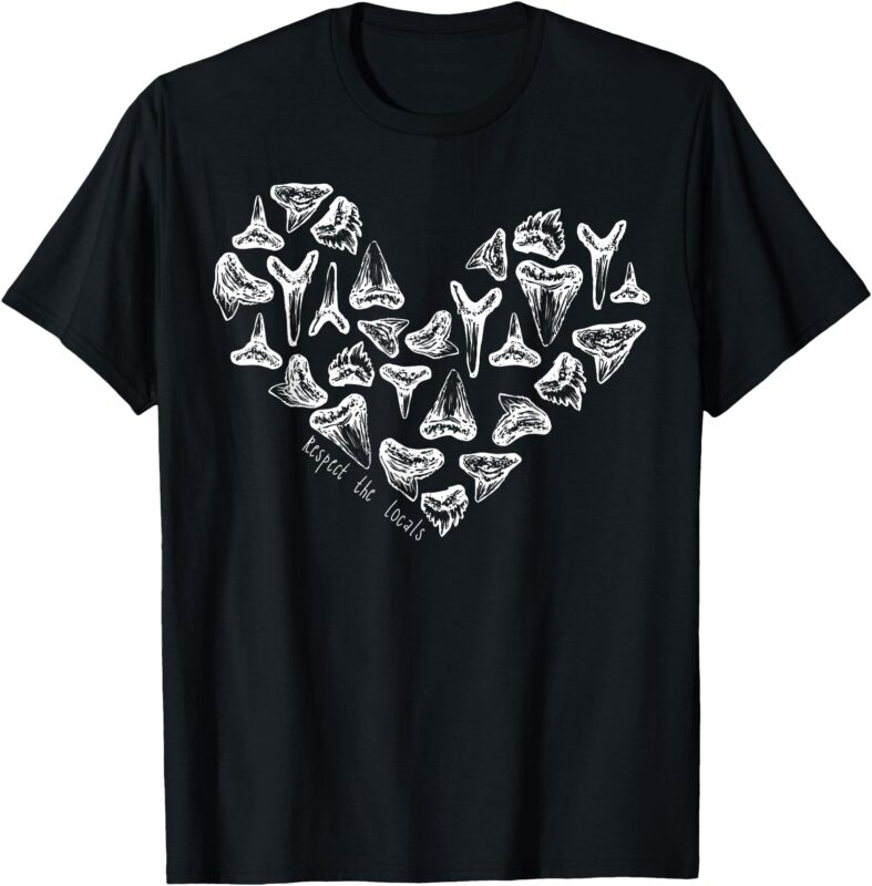 Types Of Sharks Tooth Heart Marine Biology Fossil Collector T-Shirt