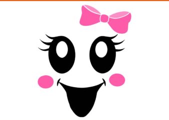 Cute Female Ghost With Girls Face And Bow Halloween SVG