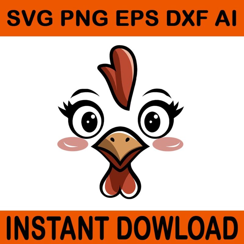 Chicken Face Halloween SVG, Face Turkey Thanksgiving SVG