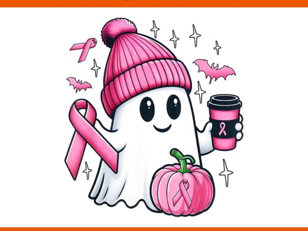 Pink ghost drinking coffee halloween png t shirt illustration Pink ghost drinking coffee halloween png t shirt illustration