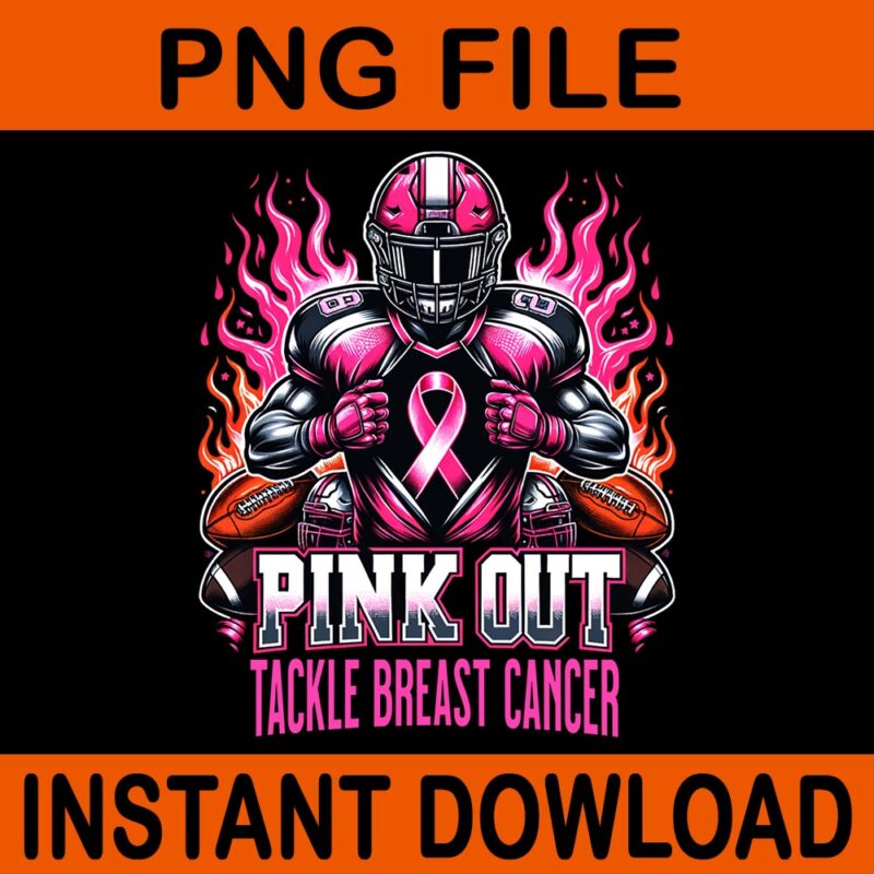 Pink Out Tackle Breast Cancer Awareness American Football PNG