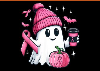 Pink Ghost Drinking Coffee Halloween PNG t shirt illustration