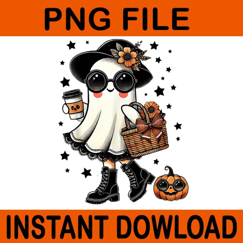 Women Halloween Ghost Coffee PNG