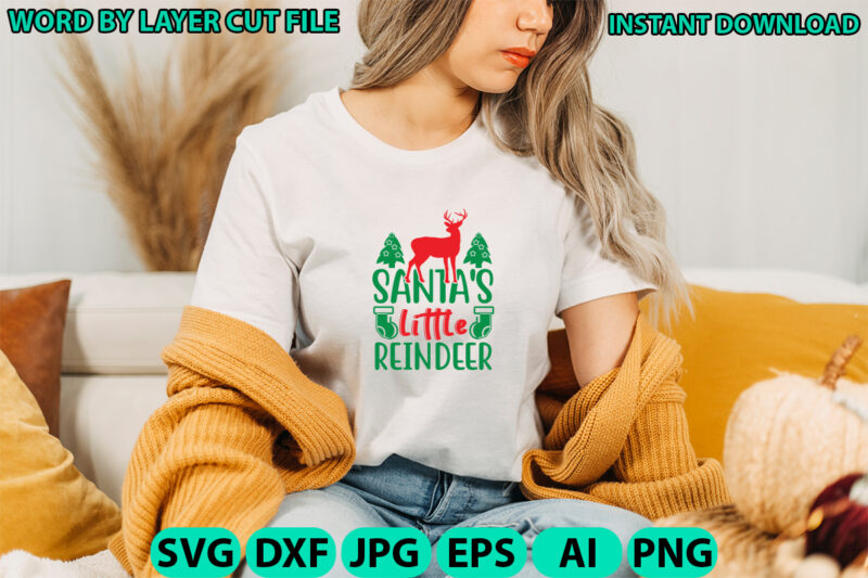 Santa’s little reindeer, Christmas svg, Winter svg, Santa SVG, Holiday, Merry Christmas, Christmas Bundle, Funny Christmas Shirt, Cut File