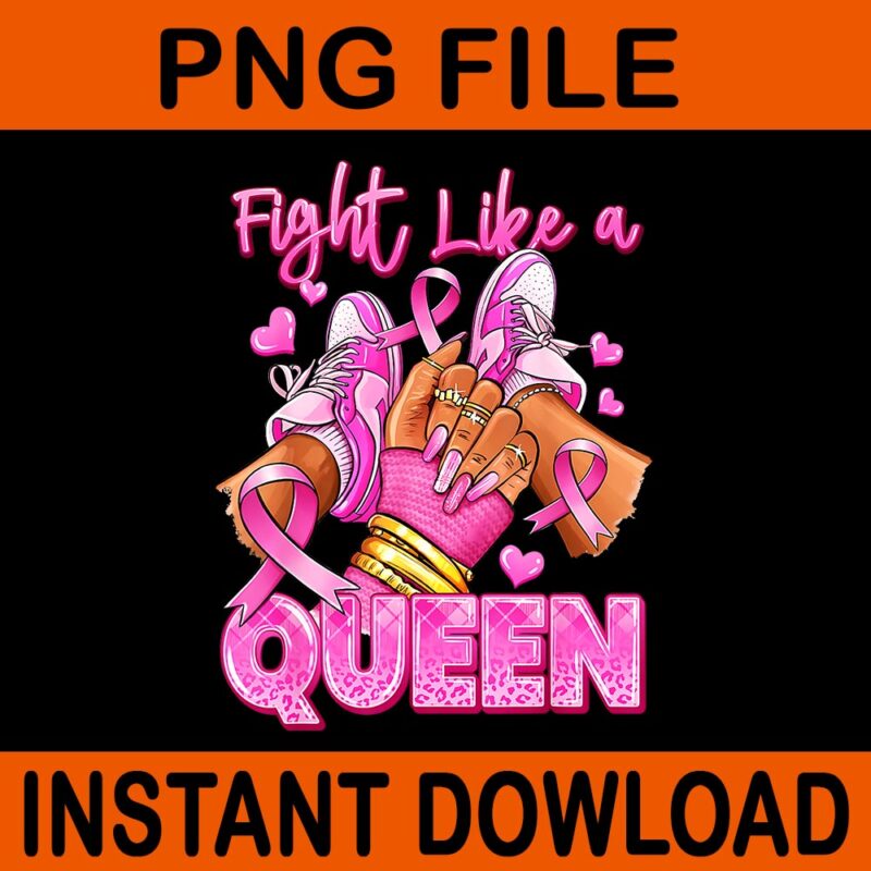 Afro Queen Black Women Breast Cancer Survivor Pink Ribbon PNG