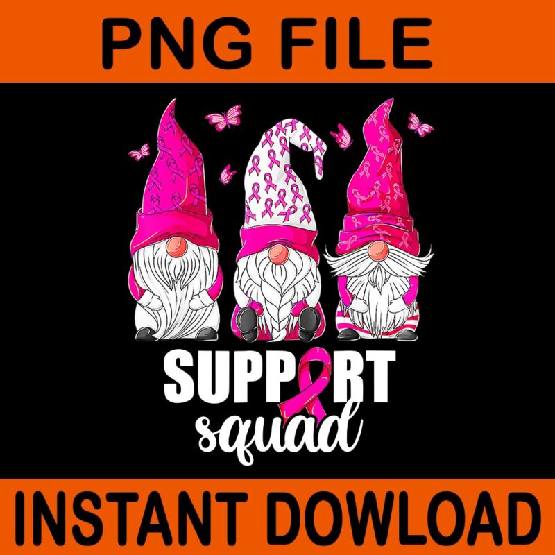 Gnomes Support Squad Breast Cancer Awareness PNG