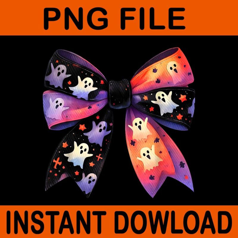 Ghost Bow Coquette Halloween Spooky Season PNG