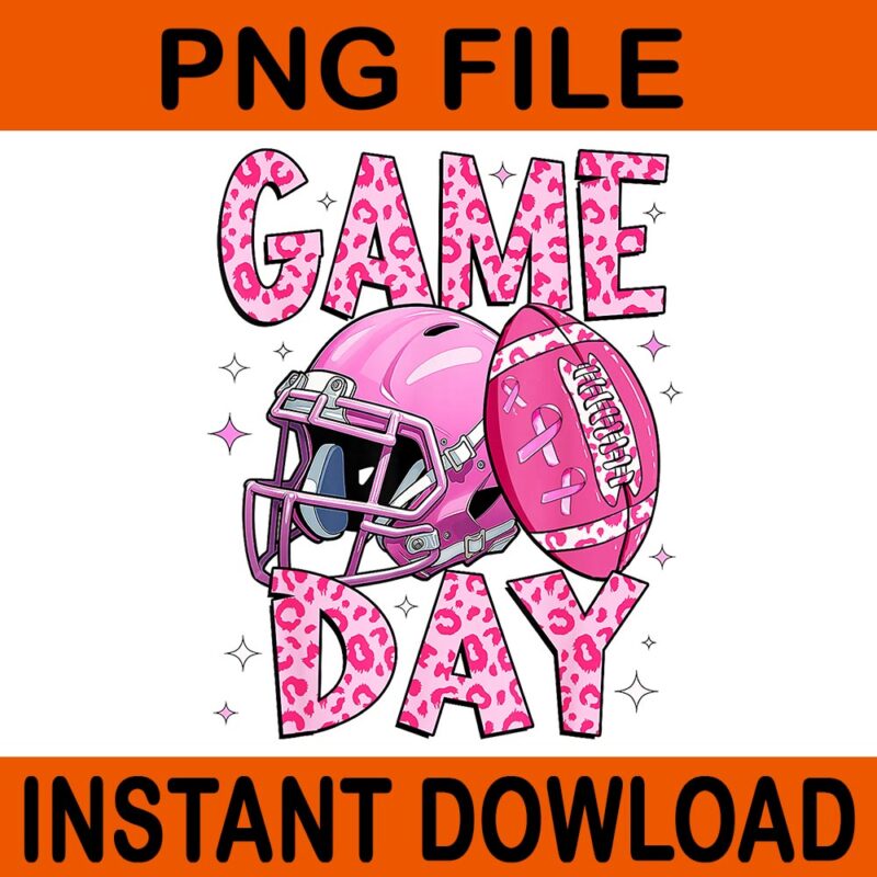 Leopard Game Day Pink American Football Tackle Breast Cancer PNG