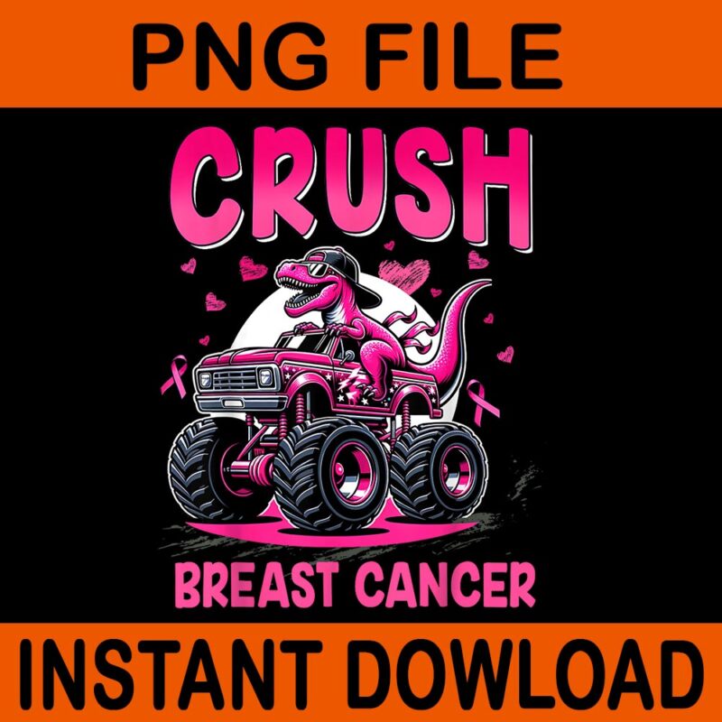 Crush Breast Cancer Awareness T-rex PNG