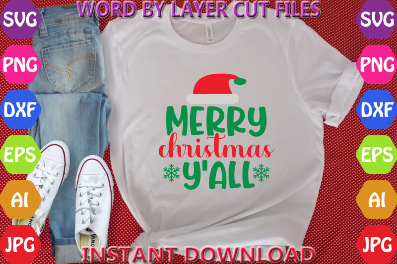Merry christmas y’all, Christmas svg, Winter svg, Santa SVG, Holiday, Merry Christmas, Christmas Bundle, Funny Christmas Shirt, Cut File Cri