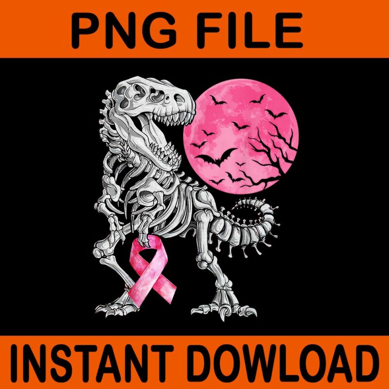 Dinosaur Pink Ribbon Breast Cancer Awareness Halloween PNG